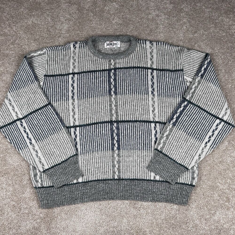 Jantzen Men’s Grandpa Sweater VTG 90s 80s Fair Isle Cotton Pullover USA Made XL